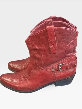 Franco Sarto Red Cowboy Ankle Boots